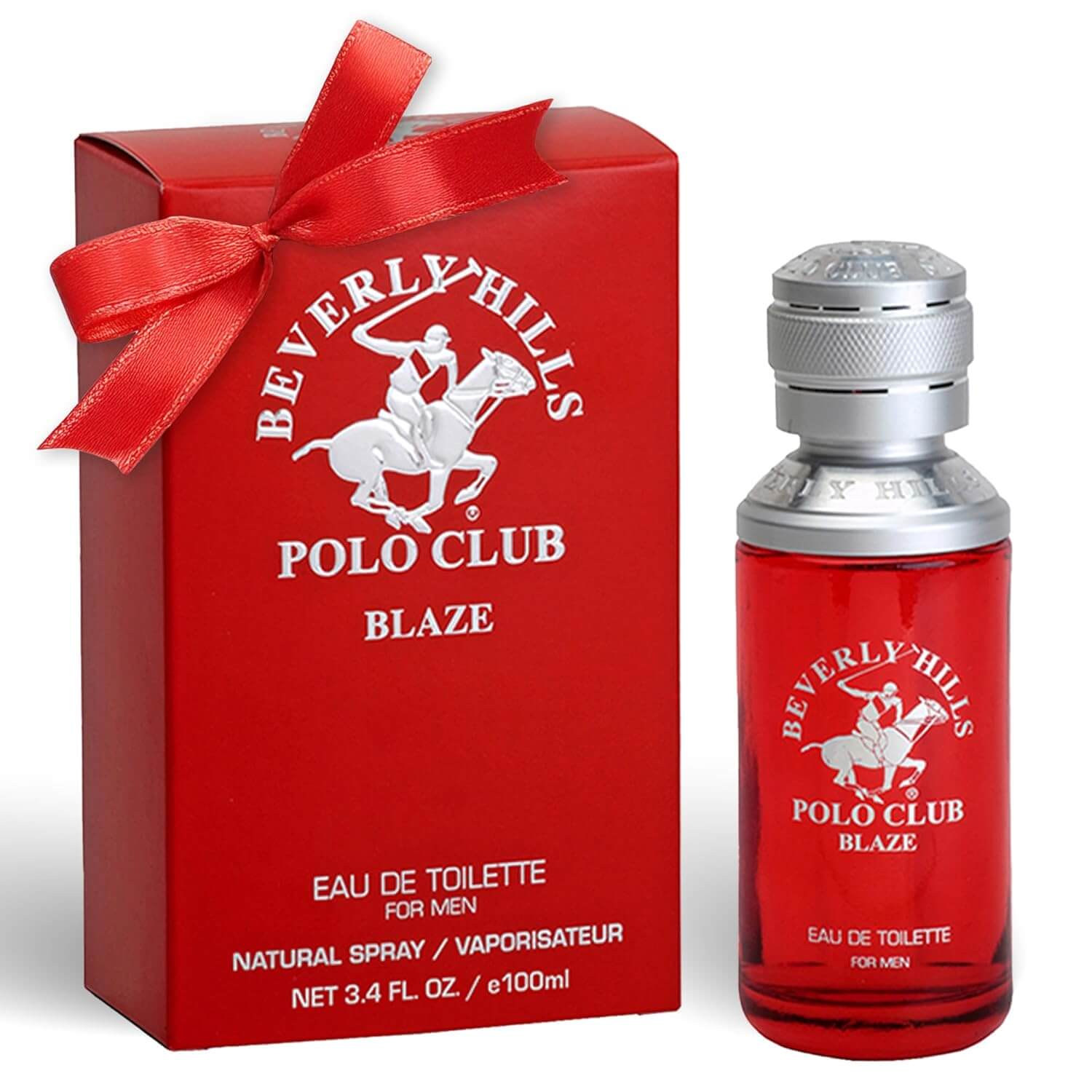 Beverly Hills Polo Club Blaze bottle - sleek black bottle with red accents