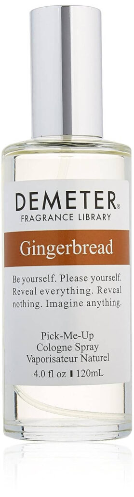 Demeter Gingerbread Cologne Spray bottle – best realistic gingerbread perfume dupe under $40 that smells like fresh-baked Christmas cookies