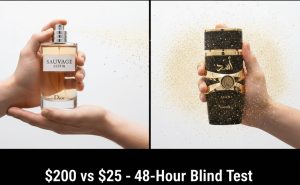 Two arms wearing Dior Sauvage Elixir and Lattafa Asad – 48-hour head-to-head test results