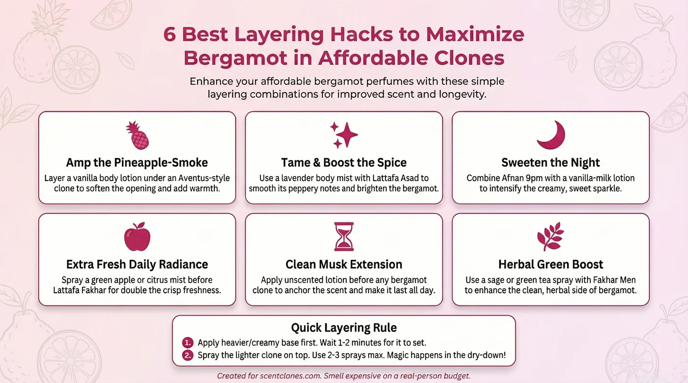 Infographic: 6 best layering hacks to maximize bergamot in affordable clones