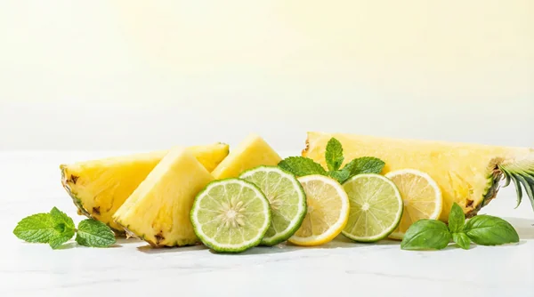 Artistic representation of bright fresh pineapple in perfume – vibrant fruit with sparkling citrus and green notes