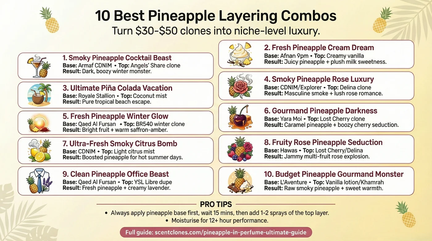 10 best pineapple perfume layering combos infographic – affordable clones under $60