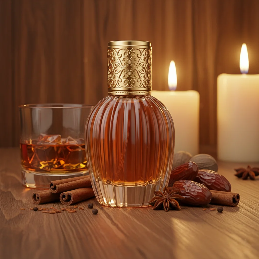Boozy cinnamon-spiced vanilla perfume with cognac and warm spices