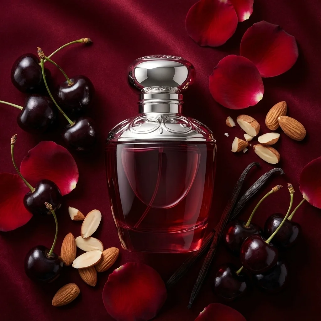 Cherry vanilla perfume with tart cherries and sweet almond notes