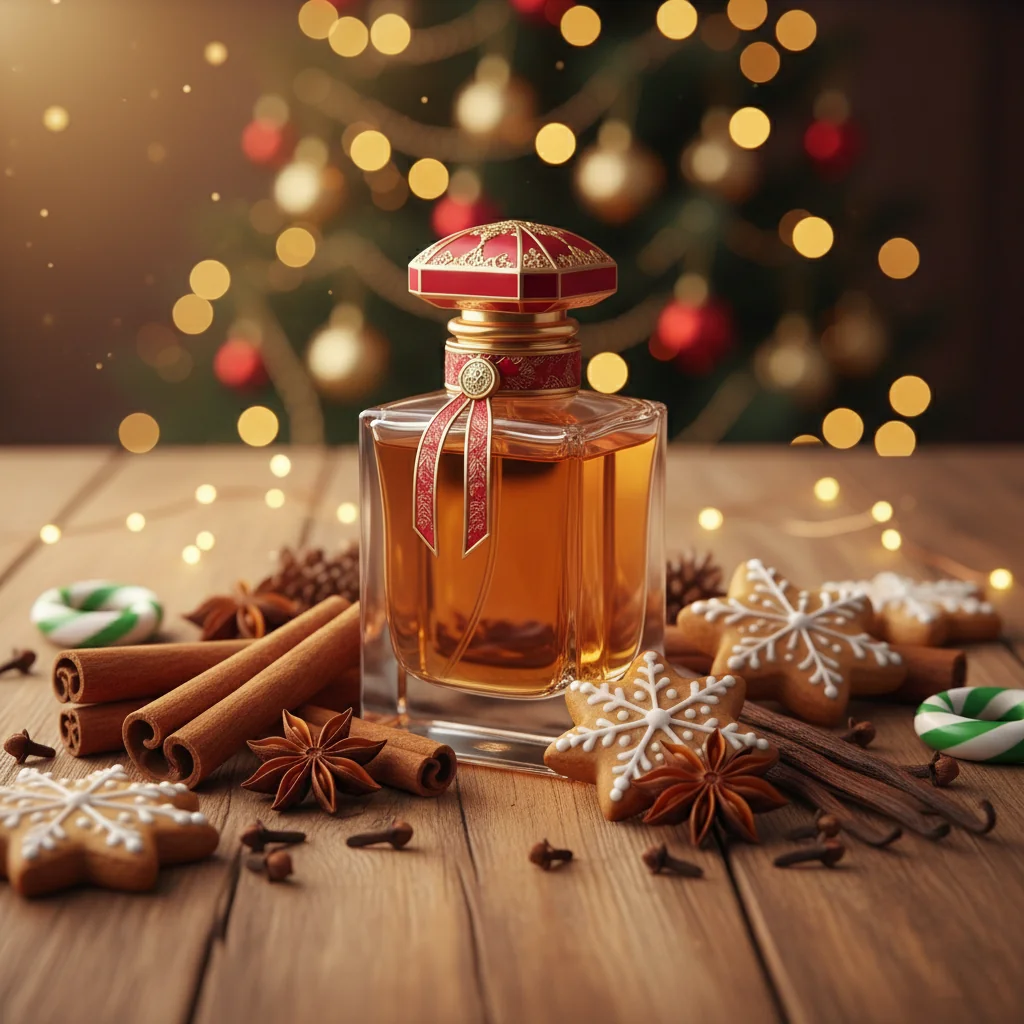 Spicy holiday vanilla perfume with cinnamon, gingerbread and cloves
