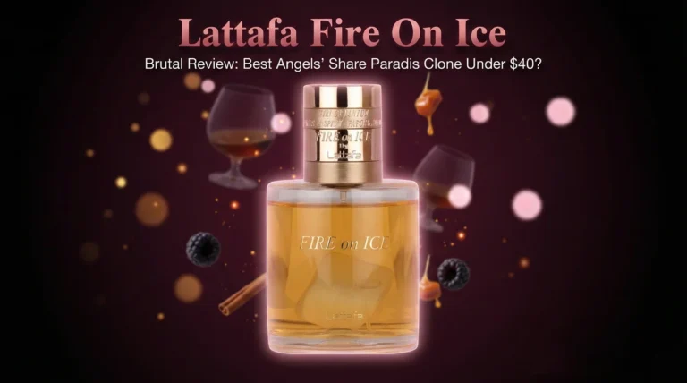 Lattafa Fire On Ice Review – Brutal Truth: Is This the BEST Angels’ Share Paradis Clone Under $40? 87 Featured image of Lattafa Fire On Ice perfume bottle with boozy raspberry and cognac aesthetic for brutal review vs Kilian Paradis clone