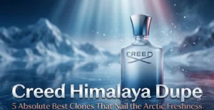 Creed Himalaya dupe: 5 best clones that nail the arctic metallic freshness – luxury bottle on icy background