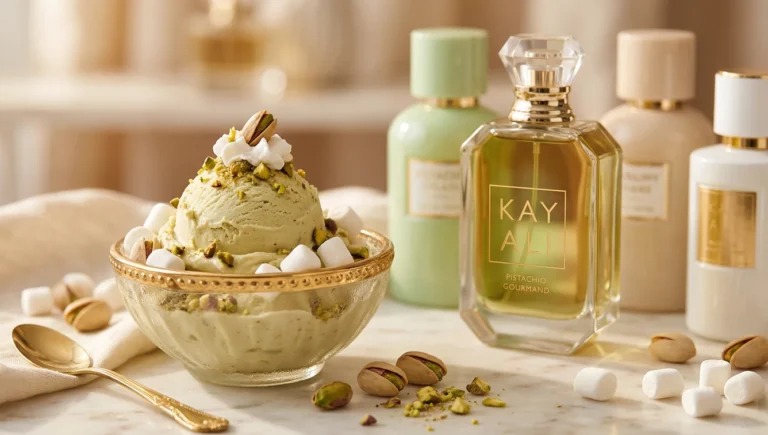 Best Pistachio Perfume Dupes: 6 Creamy Nutty Gourmand Alternatives Under $50 72 Best pistachio perfume dupes under $50 - creamy pistachio gelato with luxury perfume bottles